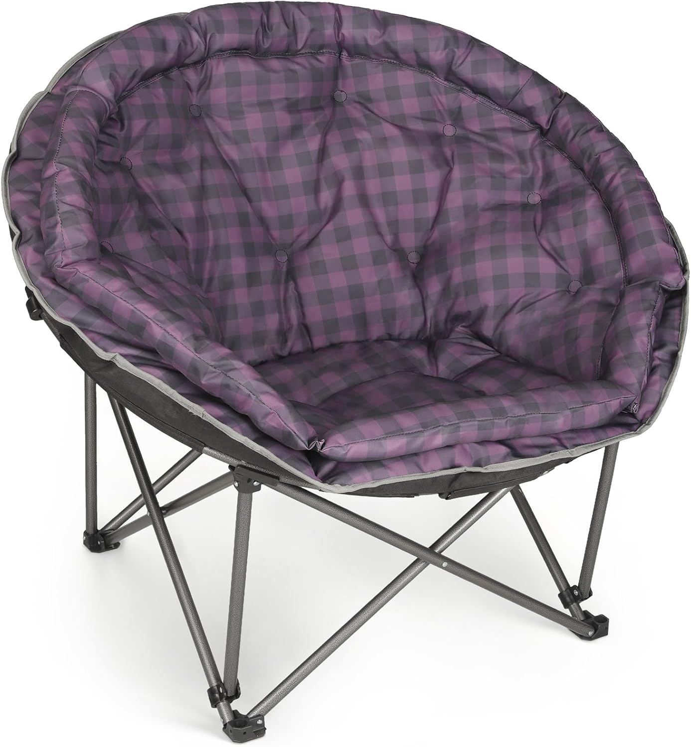 XXL Folding Moon Chair Padded Round Seat Purple