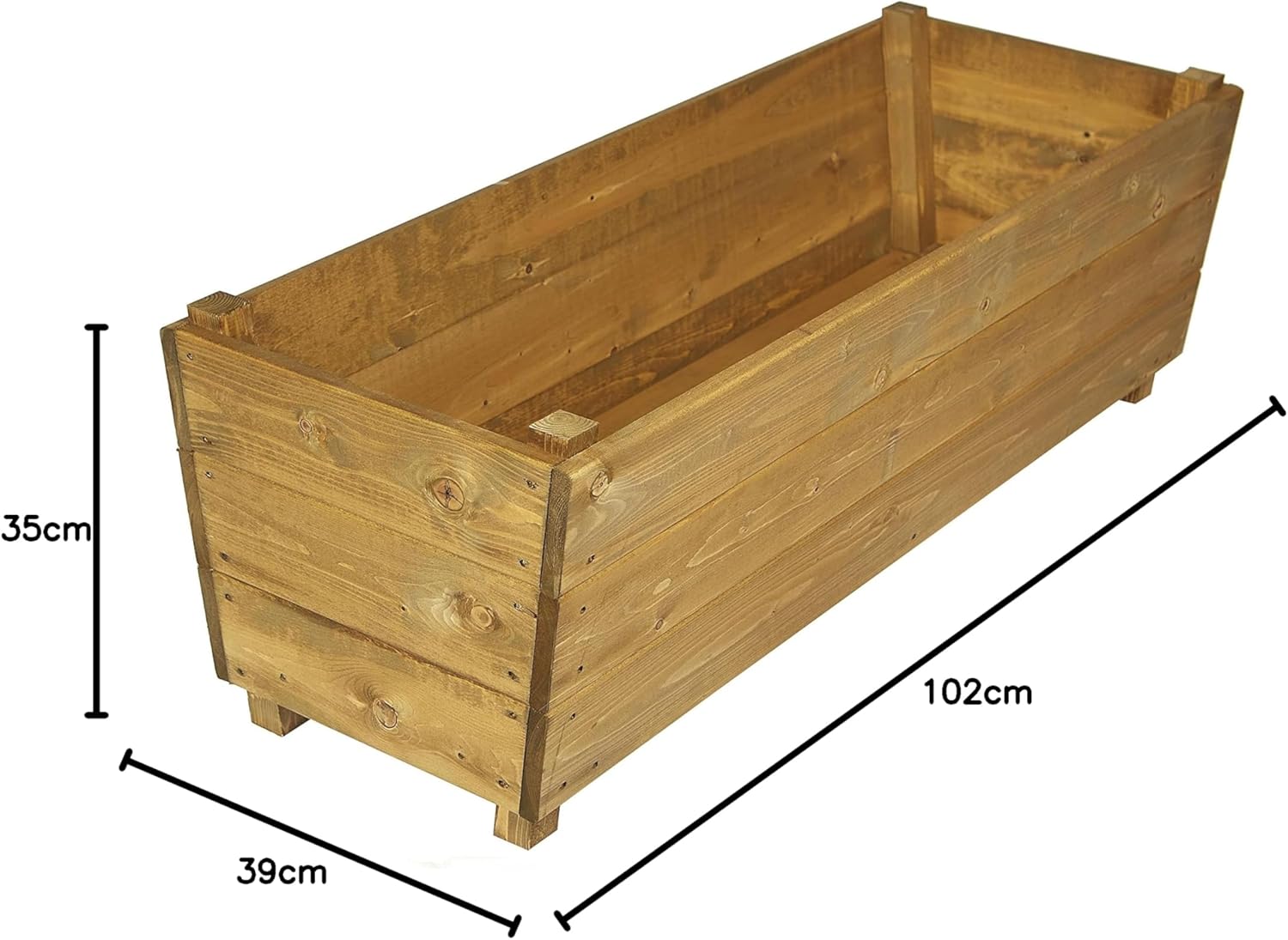Heavy Duty Large Wooden Trough Planter 102cm Outdoor