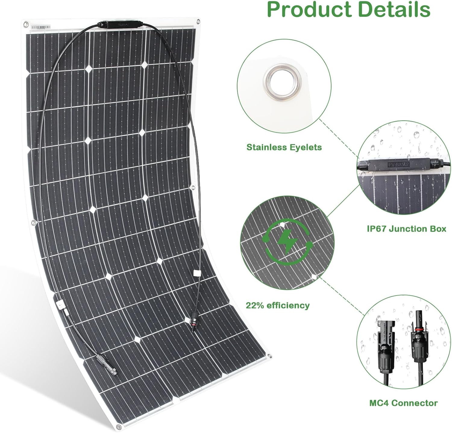 100W Flexible Solar Panel Kit 12V 24V Charge Controller