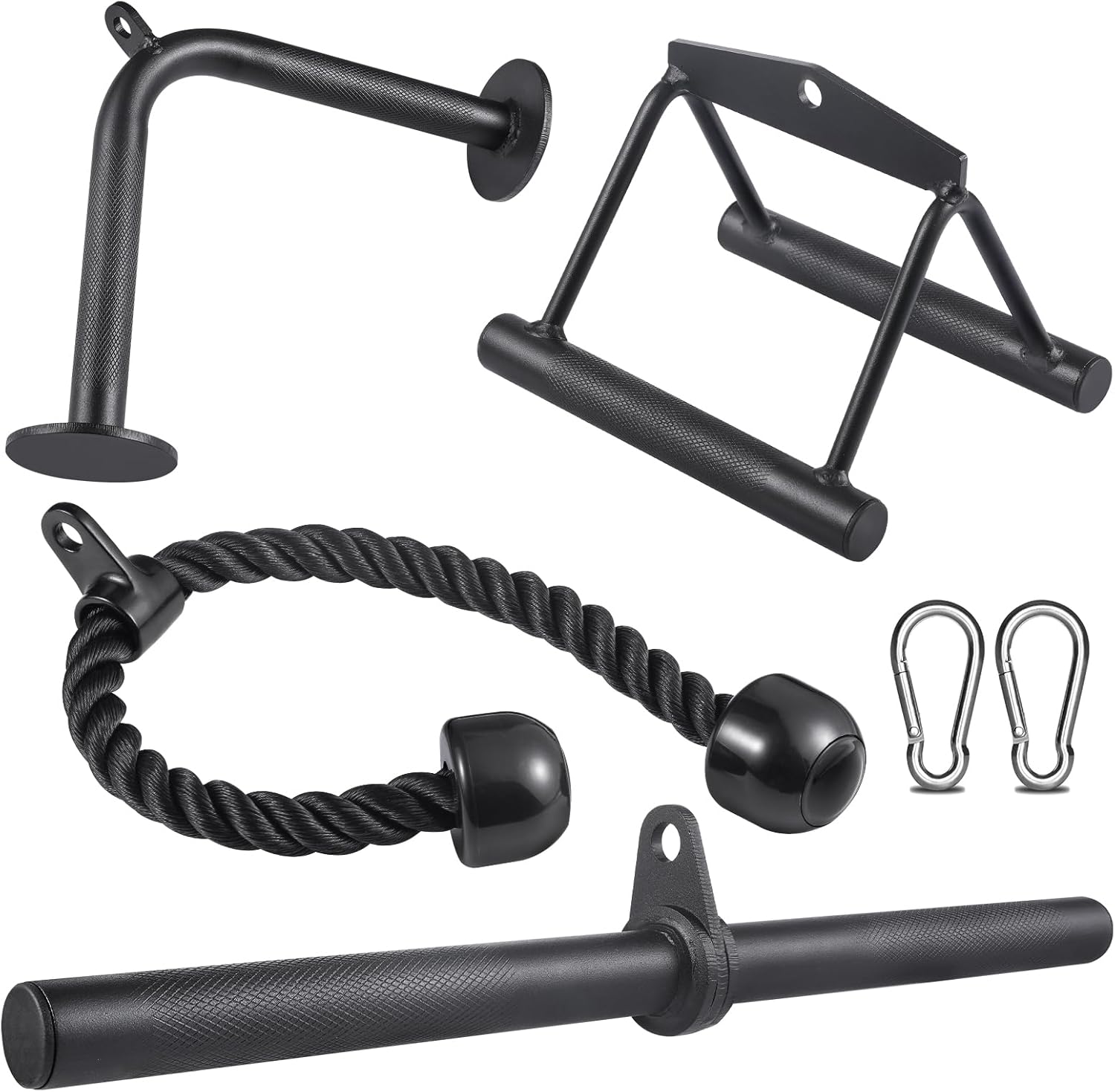 Cable Machine Attachment Set Lat Pulldown Bar Tricep Rope Handles