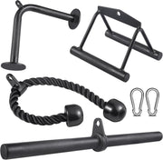 Cable Machine Attachment Set Lat Pulldown Bar Tricep Rope Handles