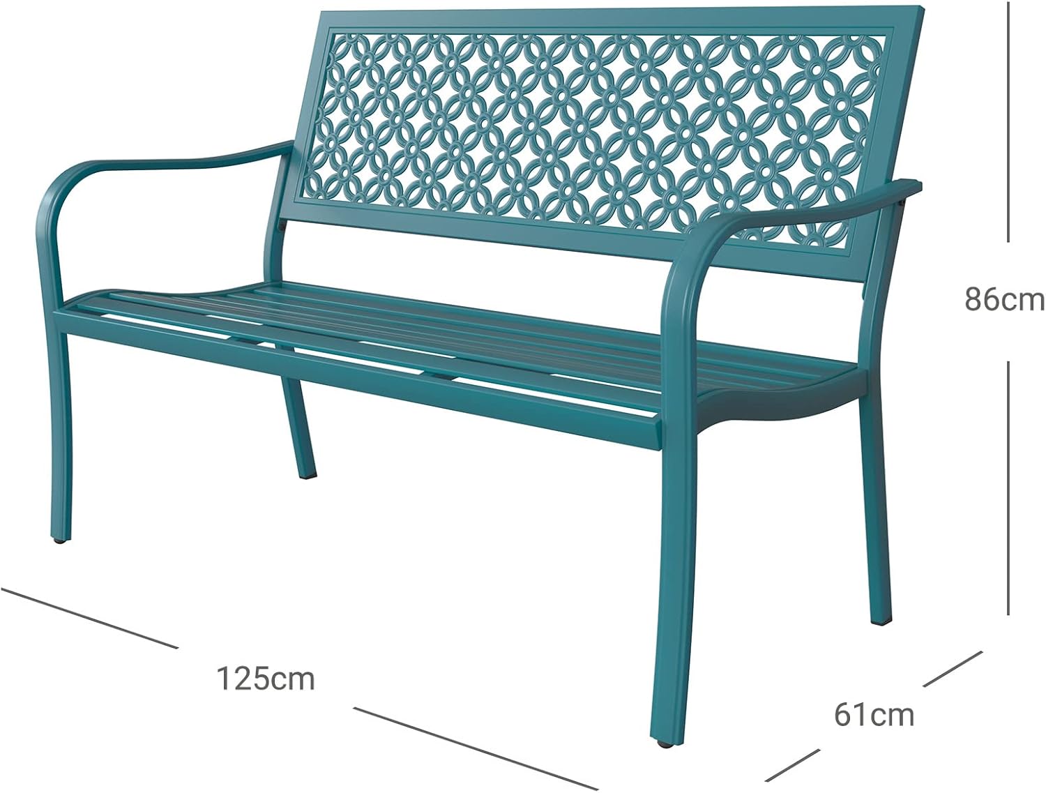 Metal Garden Bench 2–3 Seater Outdoor Patio Seat Rust Resistant Steel