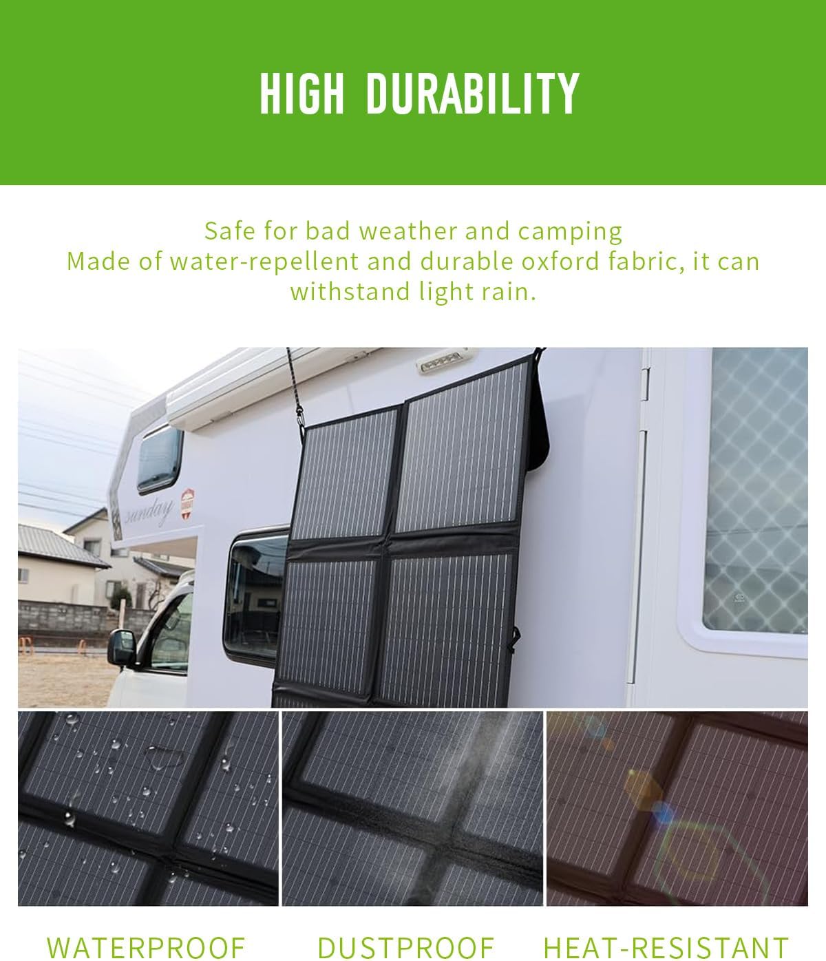120W Foldable Solar Panel Charger IP67 Waterproof 3M Cable