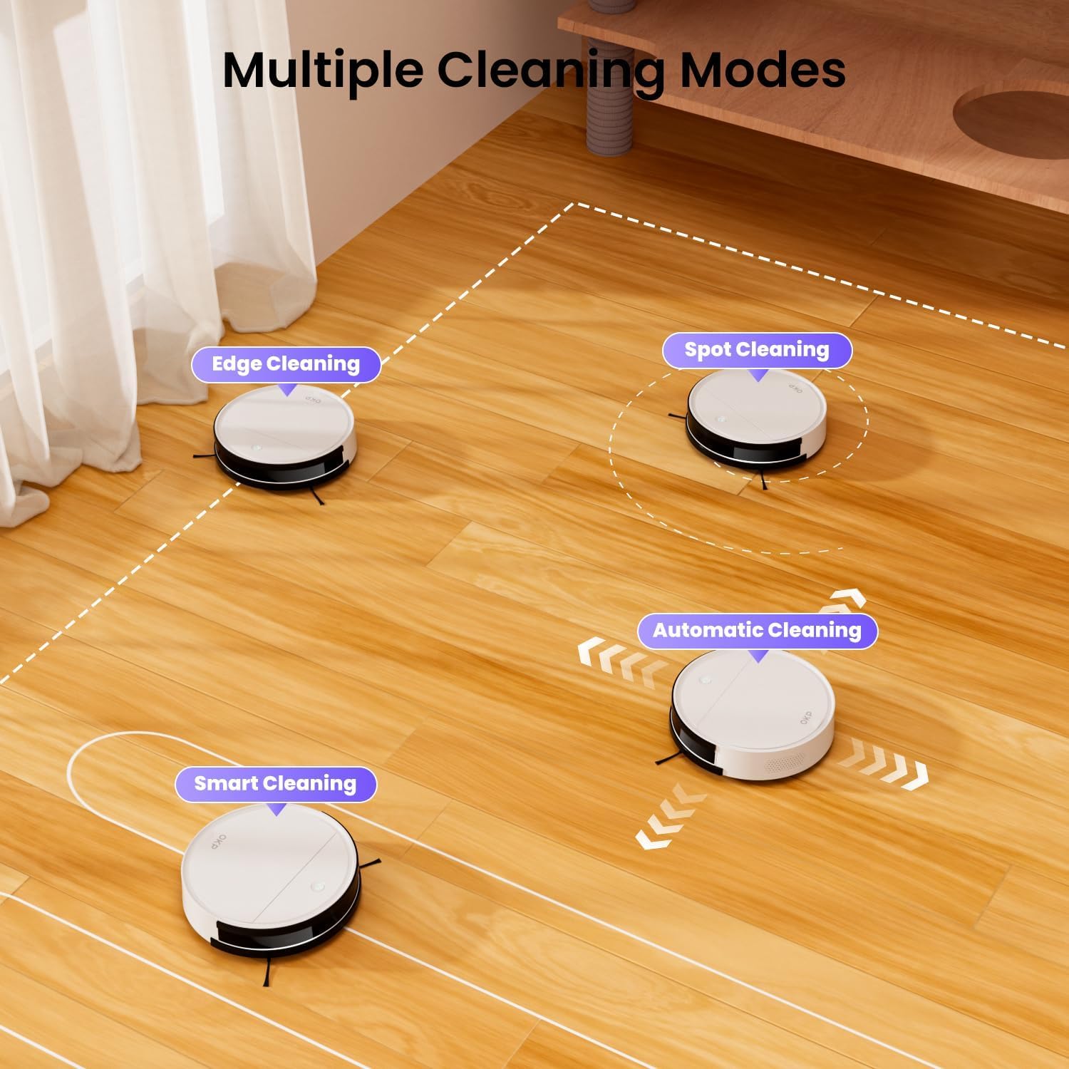 Robot Vacuum Mop 3in1 WiFi App Alexa 120Min Slim Pet Hair Clean