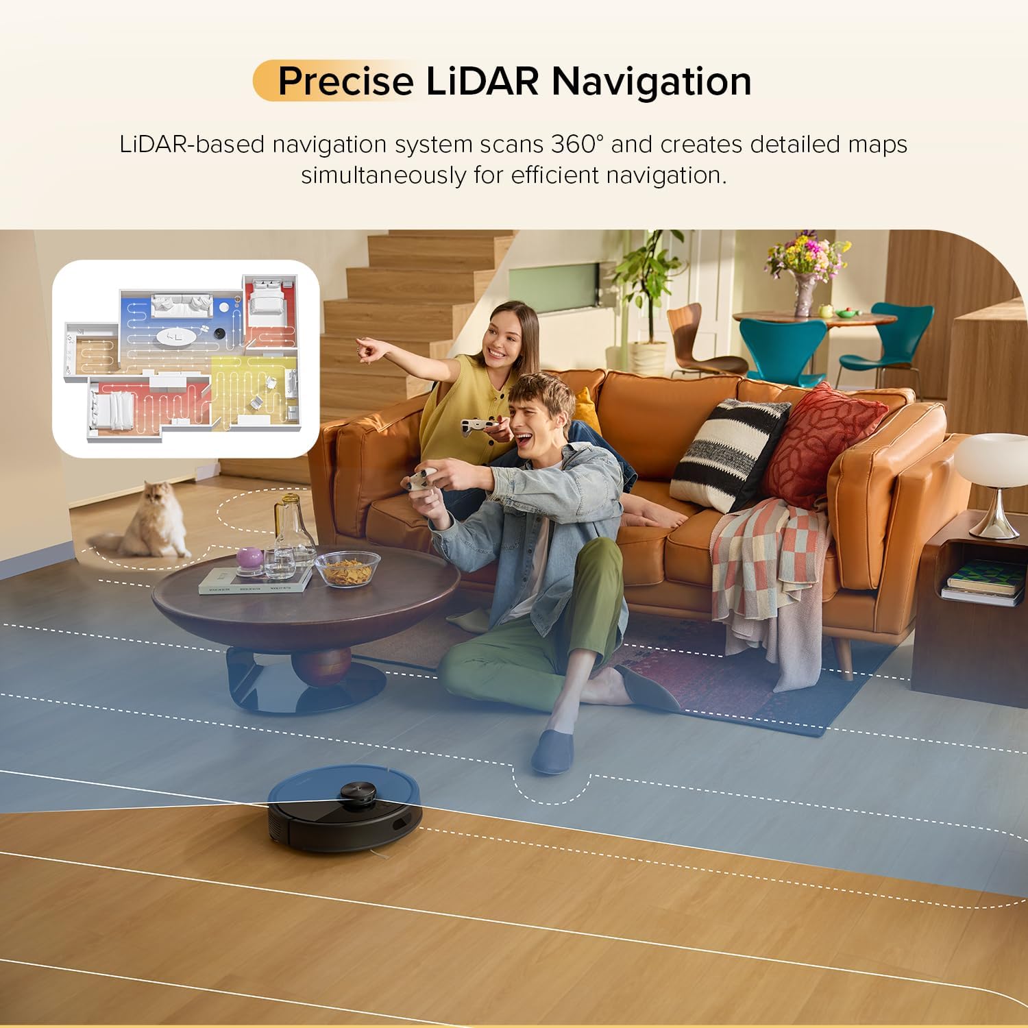 Robotic Vacuum Mop 10000Pa LiDAR Smart Mapping App Pet Hair