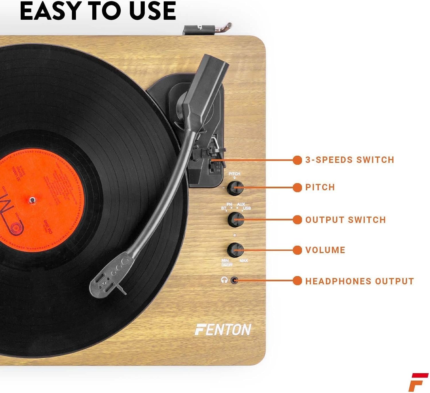 Portable Bluetooth Suitcase Record Player Light Wood