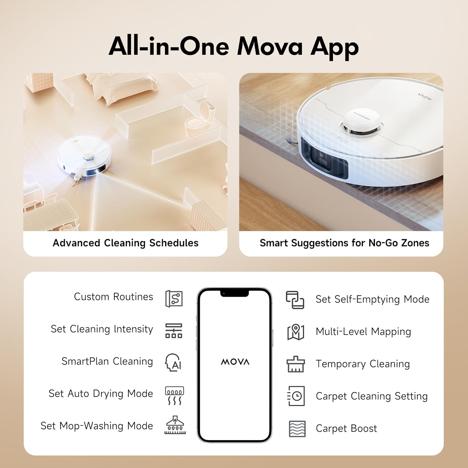 Robot Vacuum Mop Self Empty 13000Pa LiDAR Mapping Auto Clean Dock