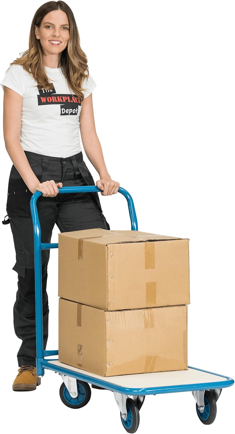Heavy Duty Flat Bed Trolley 250KG Steel Wooden Deck