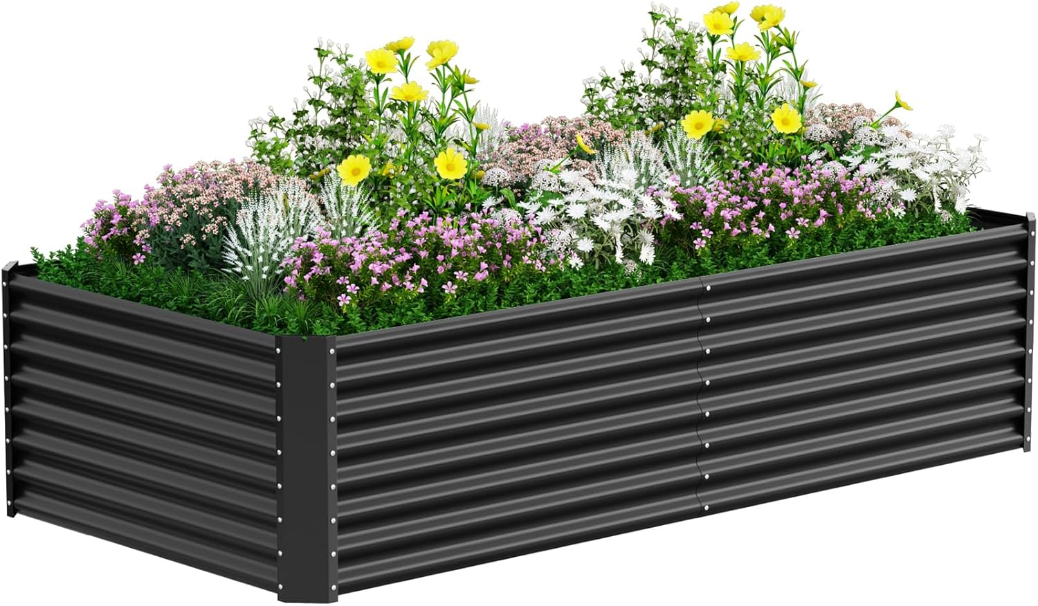 Extra Large Metal Raised Garden Bed 244cm Black Steel