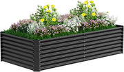Extra Large Metal Raised Garden Bed 244cm Black Steel