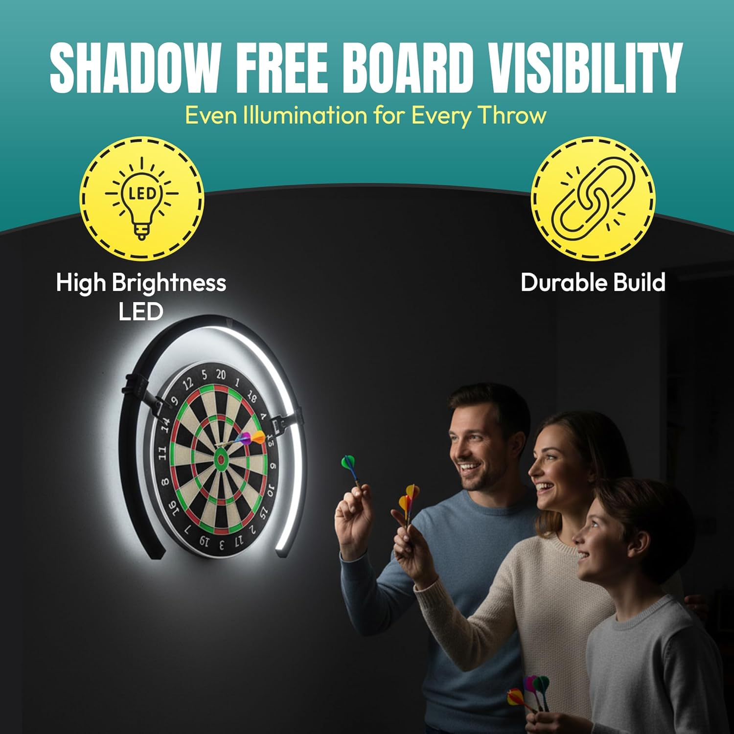 Dart Board LED Light 270 Degree Dimmable Clamp Mount Ring