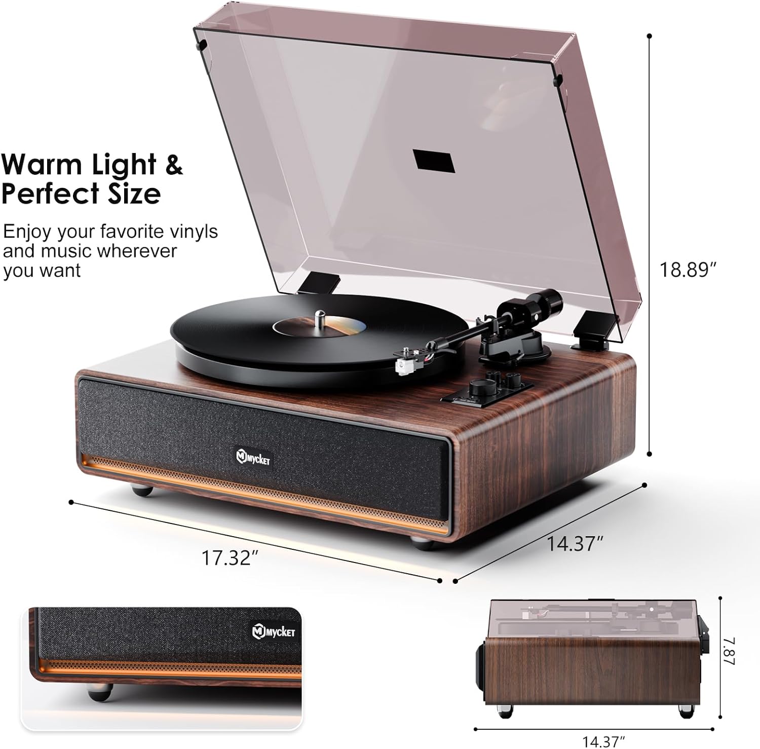 Bluetooth Vinyl Record Player Turntable with Speakers