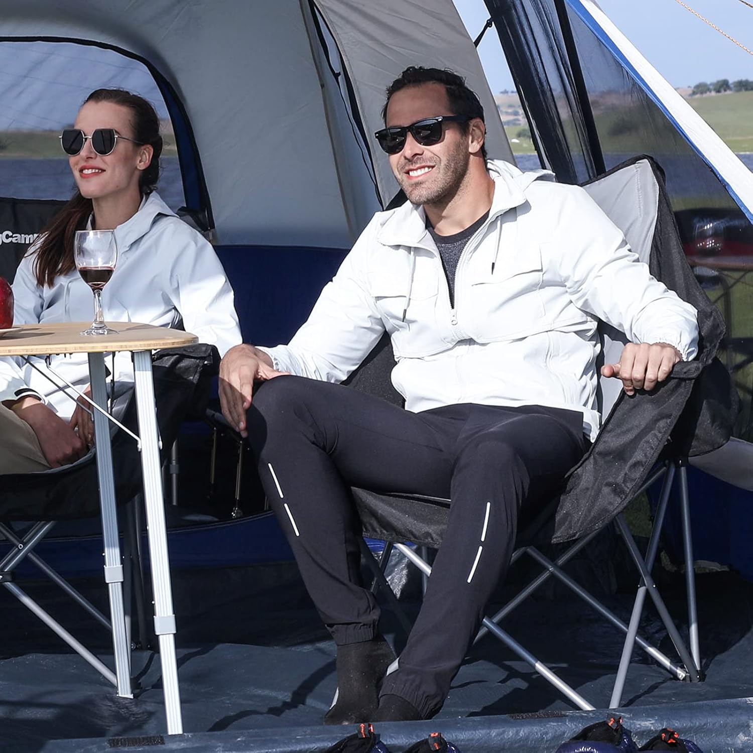 Oversized Moon Camping Chair 136KG Black Grey