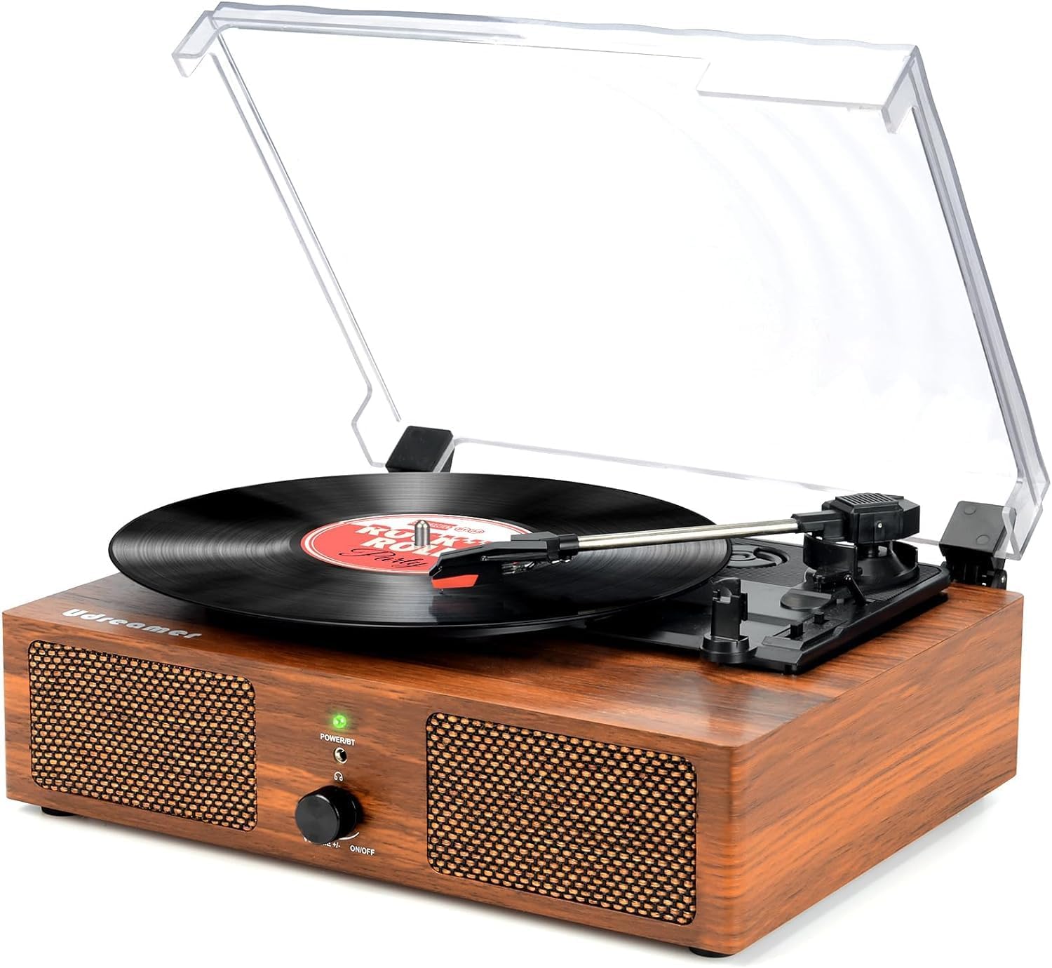 3-Speed Belt-Drive Vinyl Turntable with Built-in Speakers & USB