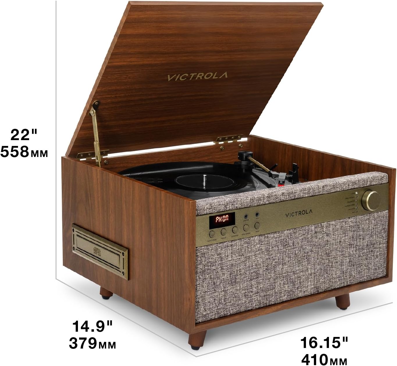 6 In 1 Vinyl Record Player Music Center Walnut Bluetooth Turntable