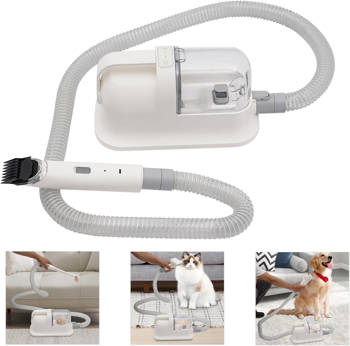 Pet Grooming Vacuum Kit 11800Pa 7 Tool Low Noise Dog Cat