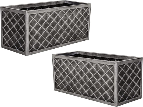 Set of 2 Large 70cm Lazio Trough Planters Grey