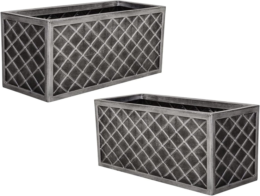 Set of 2 Large 70cm Lazio Trough Planters Grey