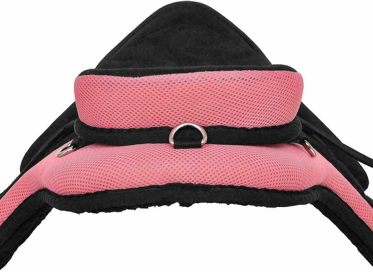 Treeless English Horse Saddle 18 Inch Pink Synthetic Seat