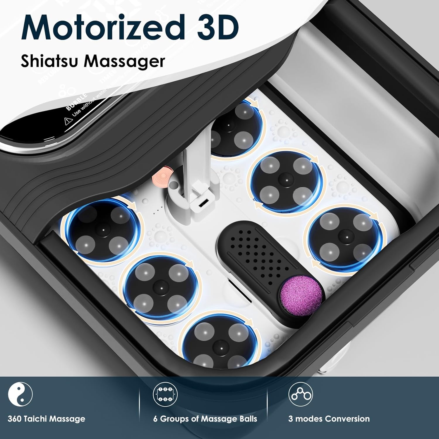 Foldable Foot Spa Massager Heat Bubble Shiatsu Balls Temp Control