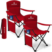 Folding Camping Chairs 2 Pack Cooler Bag Red Portable