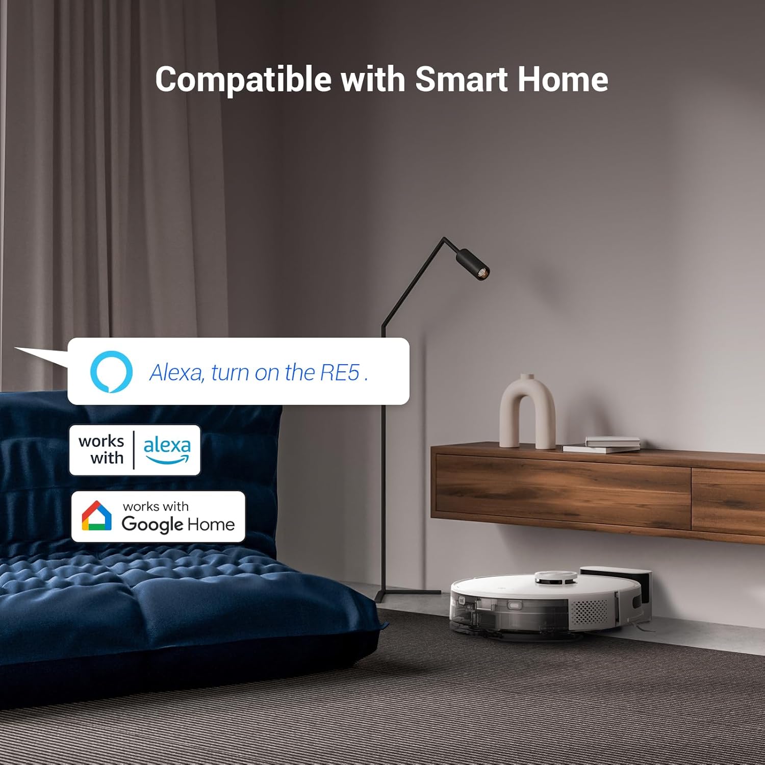 Robot Vacuum Mop 4000Pa LiDAR Mapping App Control Pet Hair