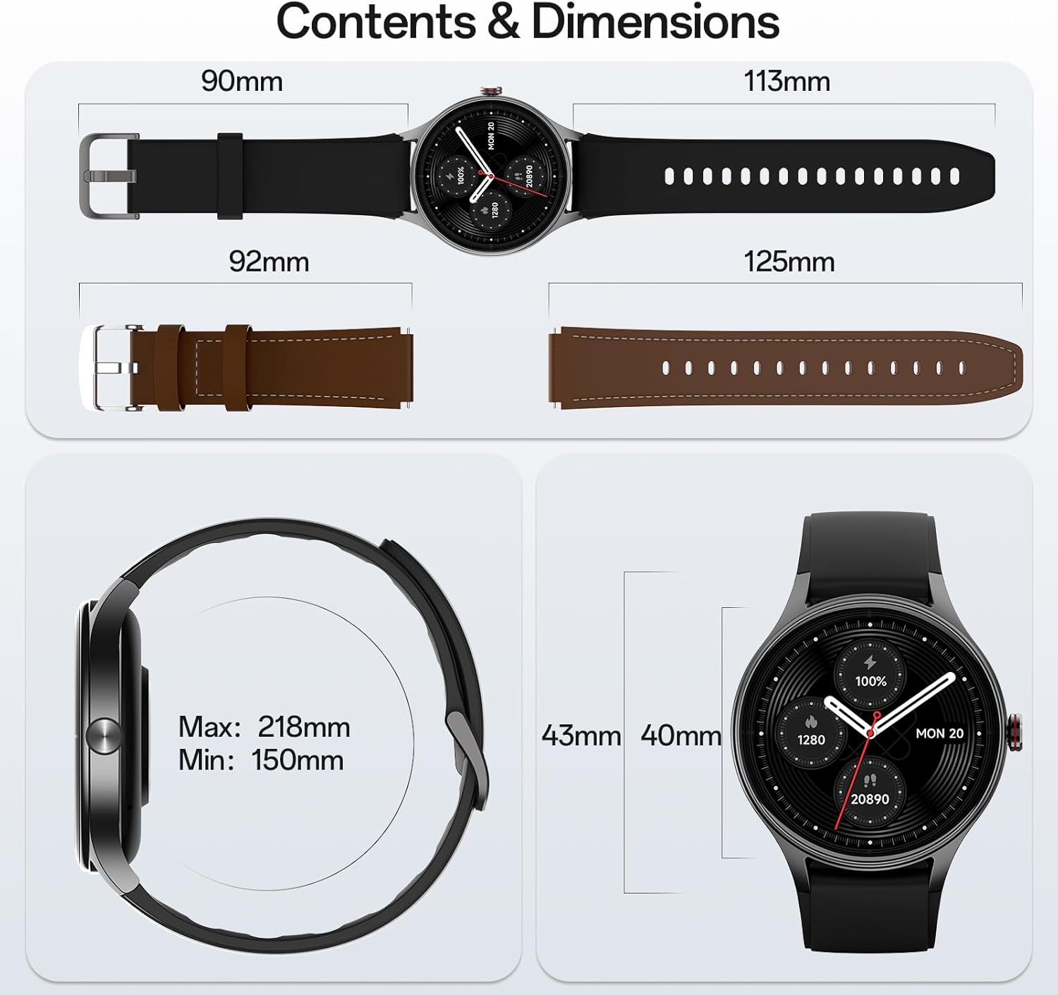 Mens Smart Watch Bluetooth Call Fitness Tracker Black
