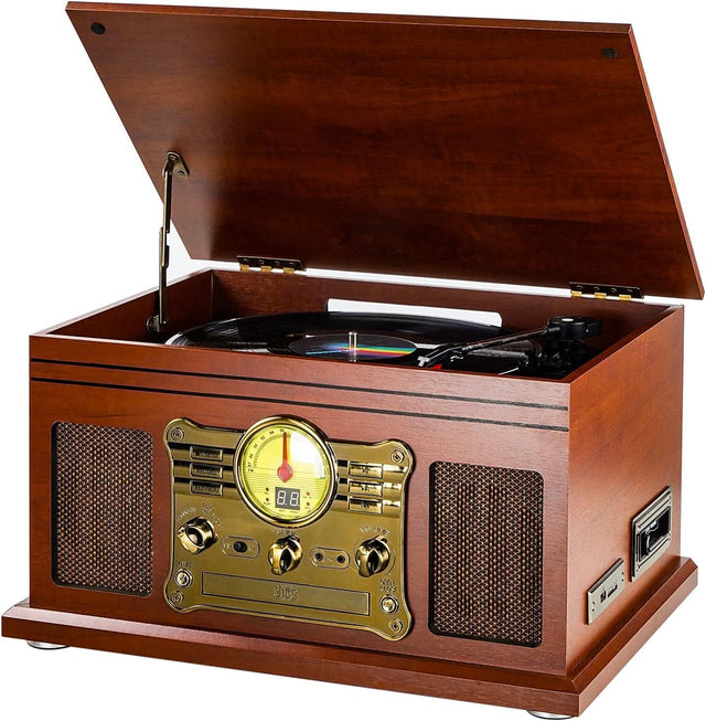 10-in-1 Bluetooth Record Player Turntable CD Cassette FM Radio MP3