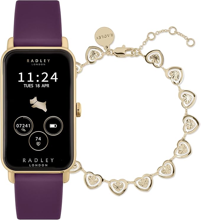 Womens Smart Watch Bracelet Set Plum Strap