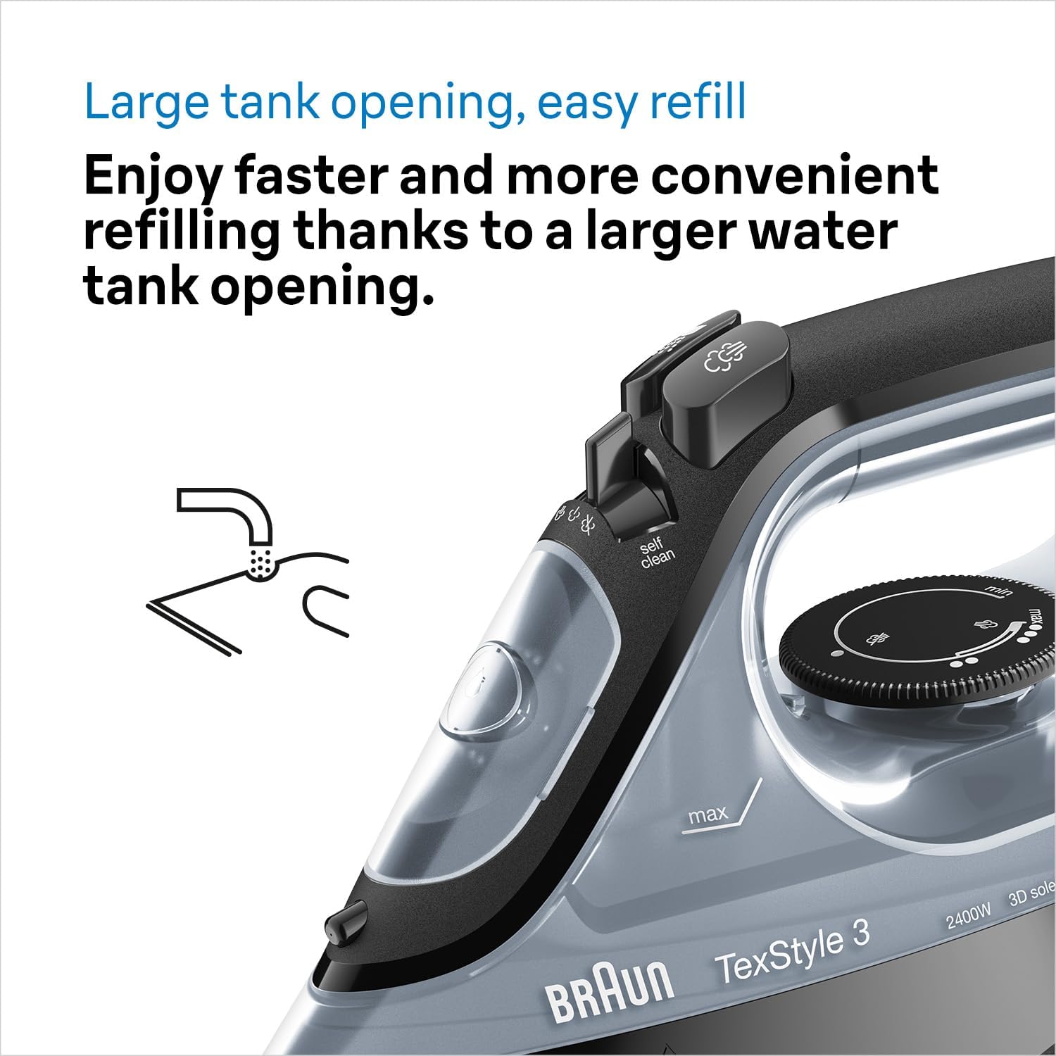 2400W Steam Iron 180g Steam Shot FreeGlide Soleplate Auto Shut Off