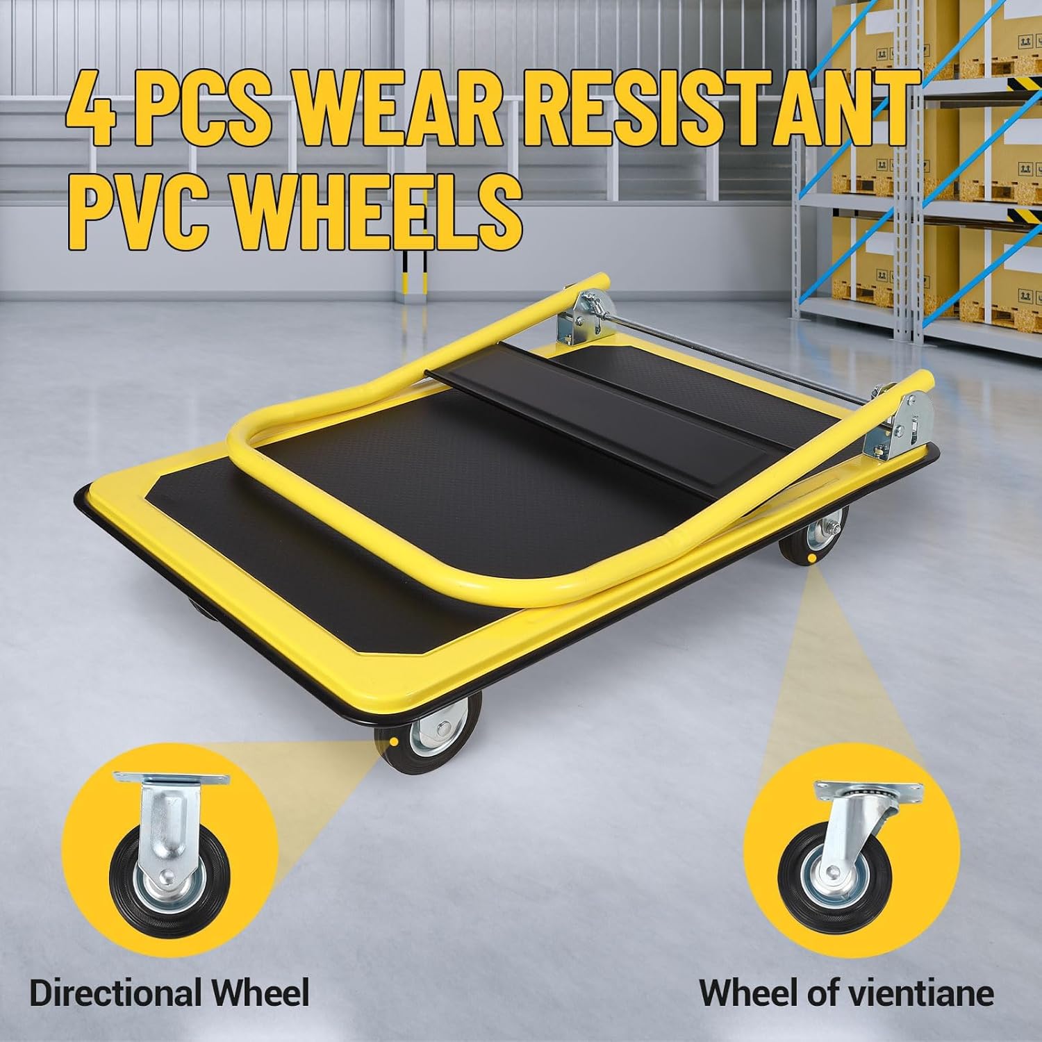 500KG Heavy Duty Platform Truck Folding Flatbed Trolley