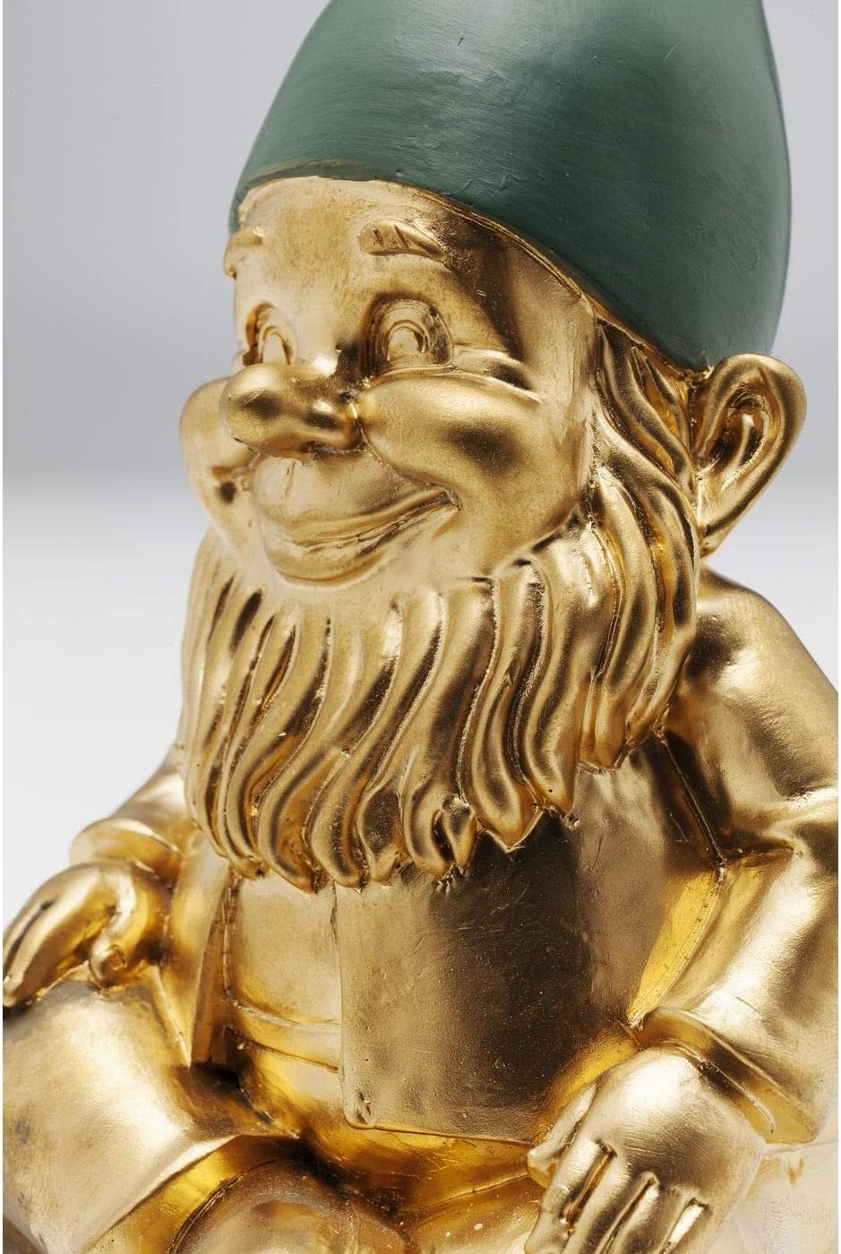 Gold Garden Gnome Statue 19cm Resin Sitting Home Decor