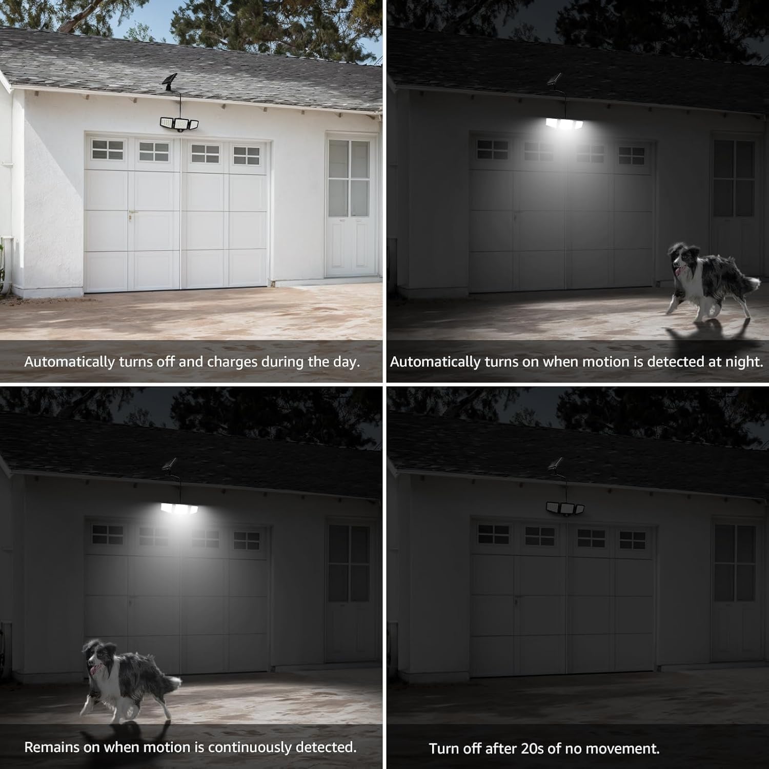 Solar Security Lights Outdoor Motion Sensor 1200LM 3 Head