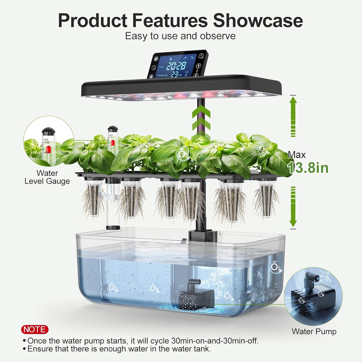 Hydroponic Growing System 12 Pods LED Indoor Herb Garden Kit