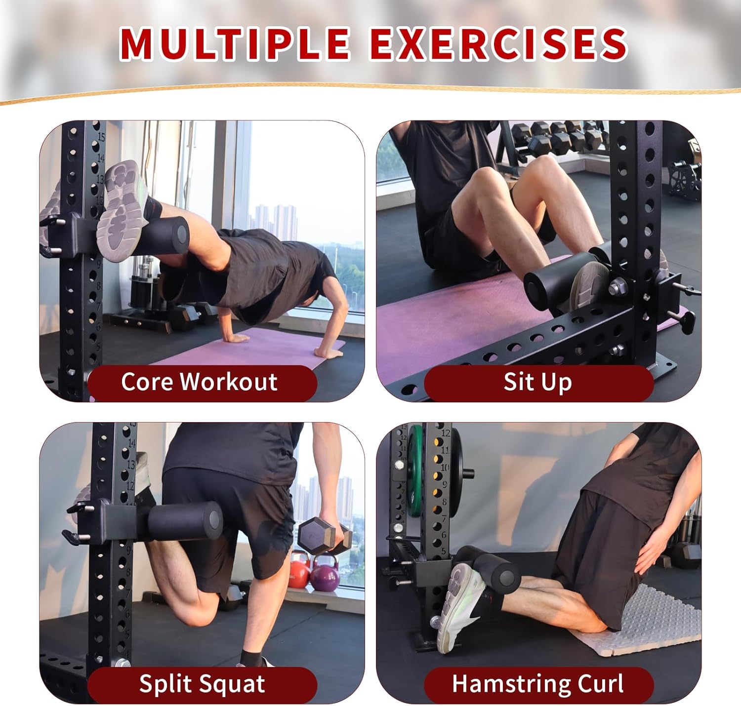 Nordic Hamstring Curl Attachment Power Rack Sit Up Bar Core Trainer