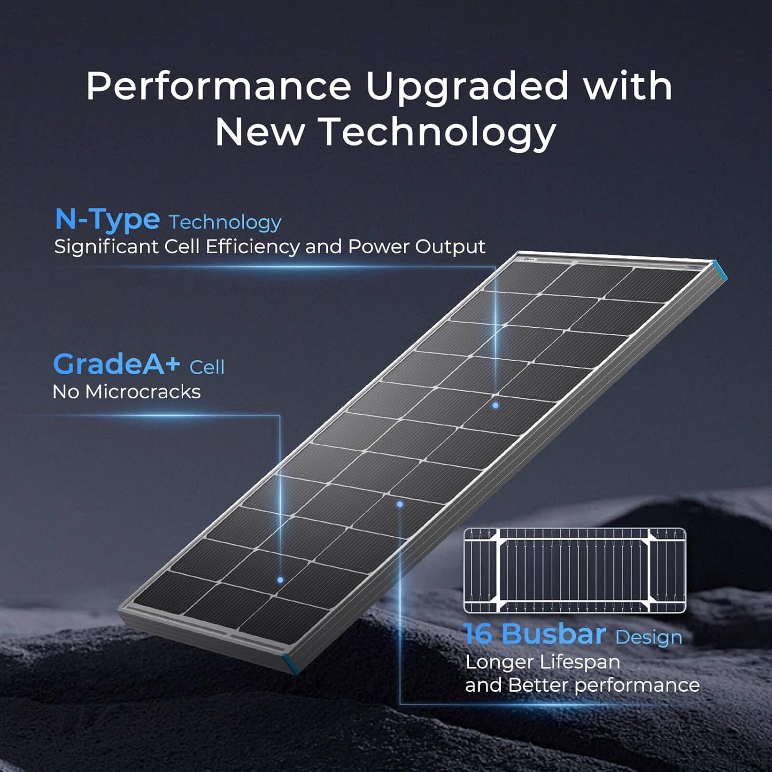 100W 12V N Type Solar Panel 25 High Efficiency Off Grid