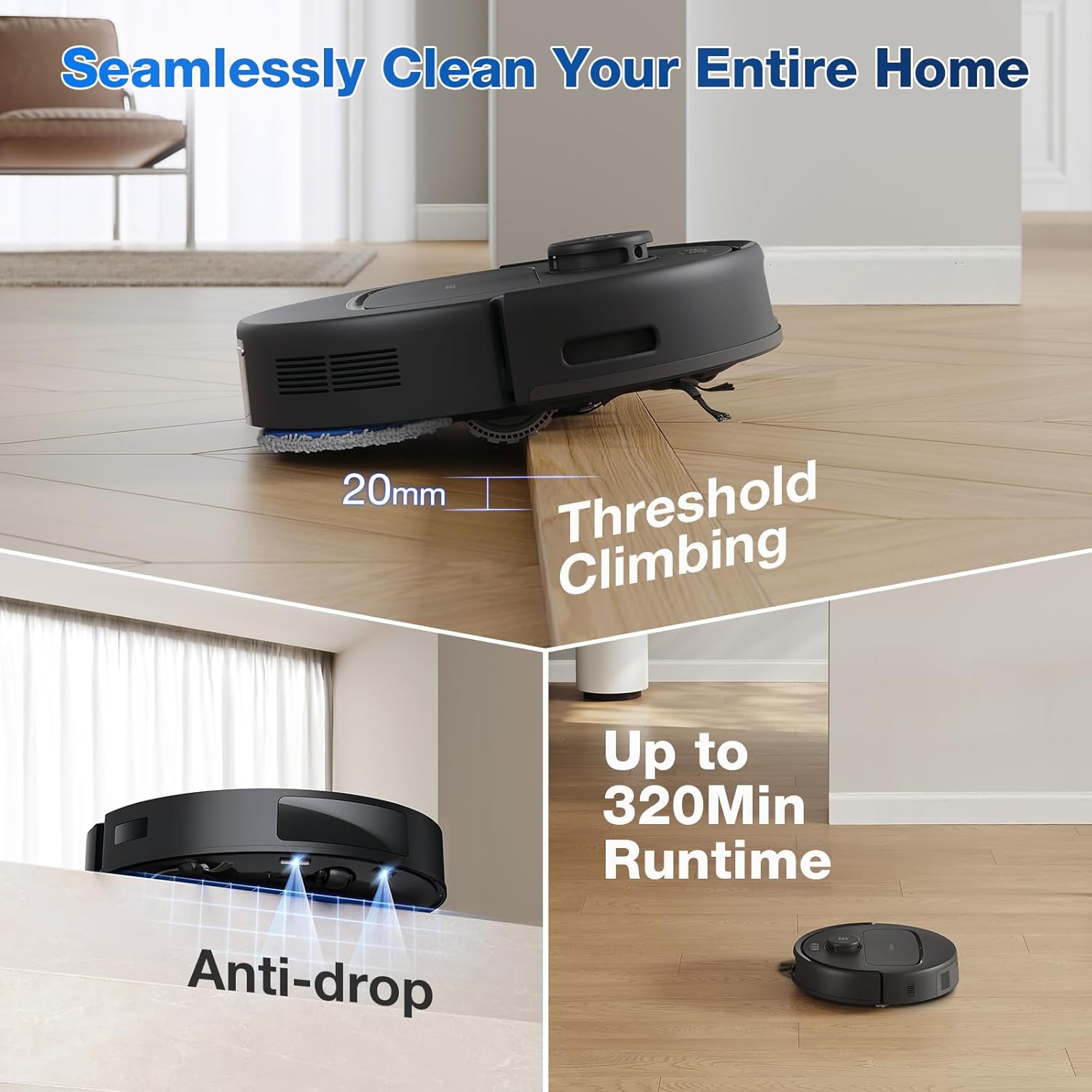 Robot Vacuum Mop 10000Pa Self Cleaning Station Hot Wash Dry