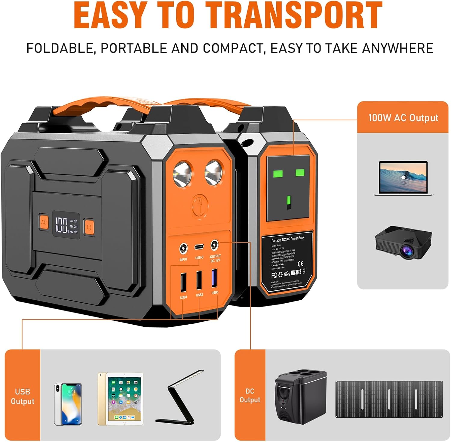 100W Portable Power Station With 40W Solar Panel 99Wh