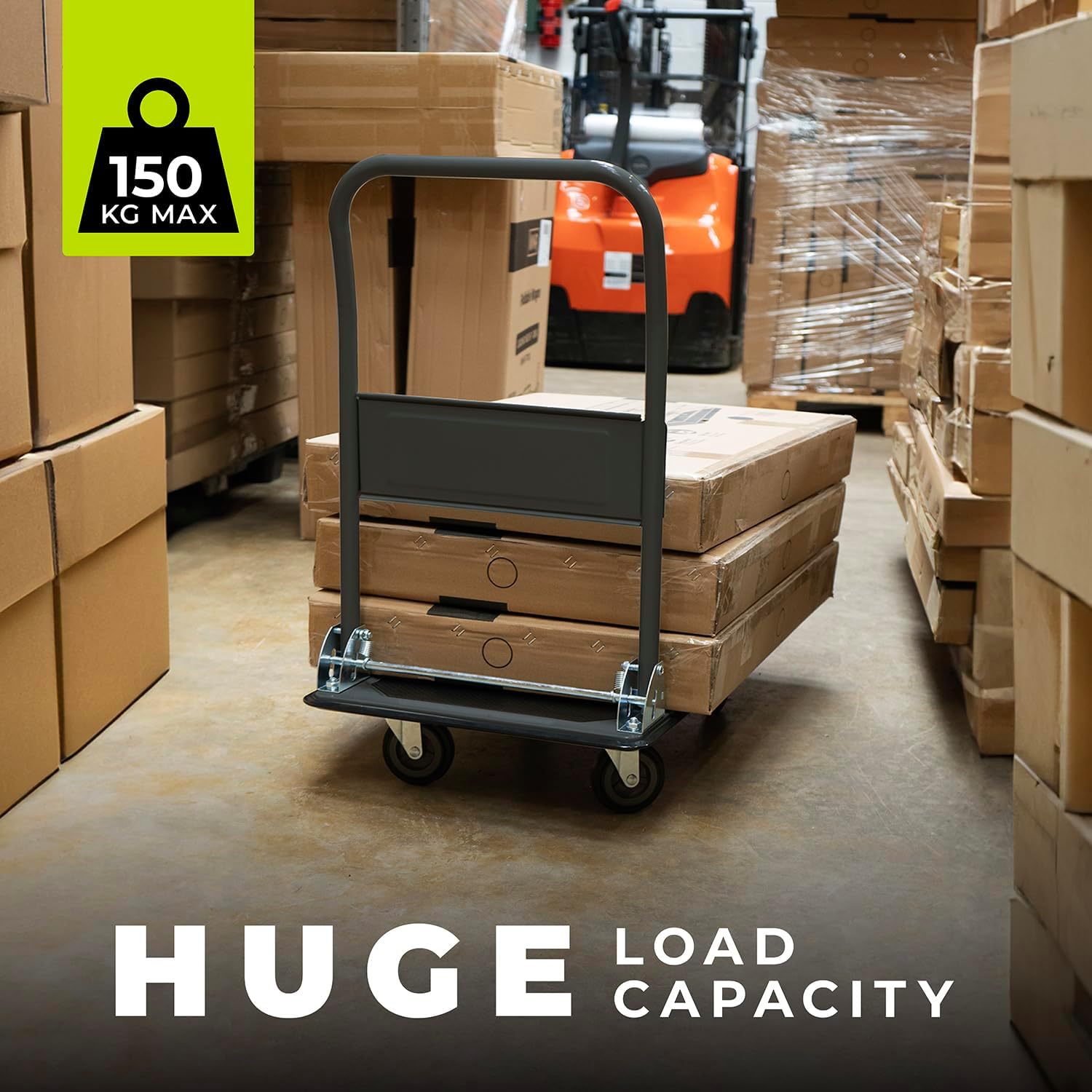 Heavy Duty Platform Trolley 150KG Foldable Cart Grey