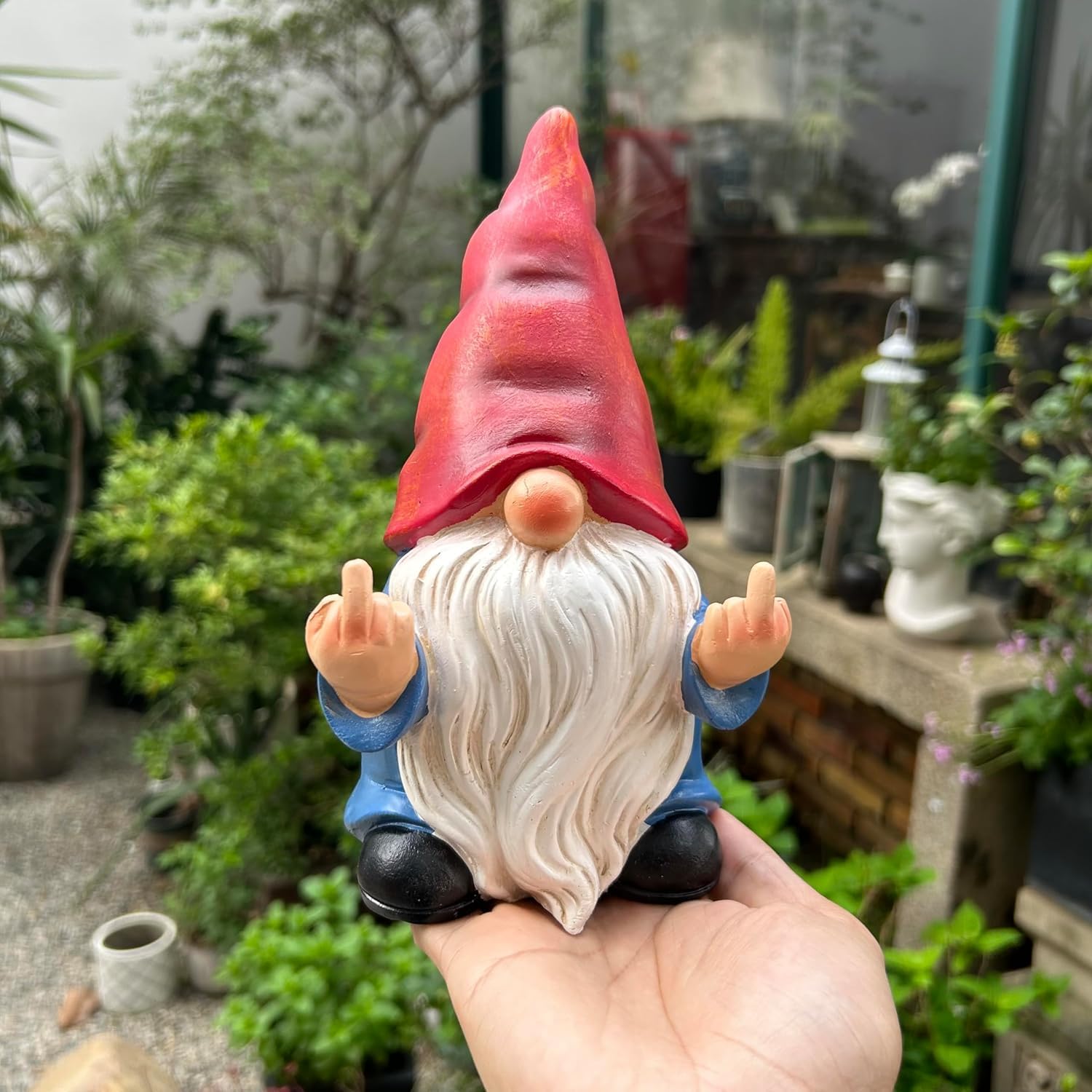 Middle Finger Gnome Statue Funny Naughty Garden Decor