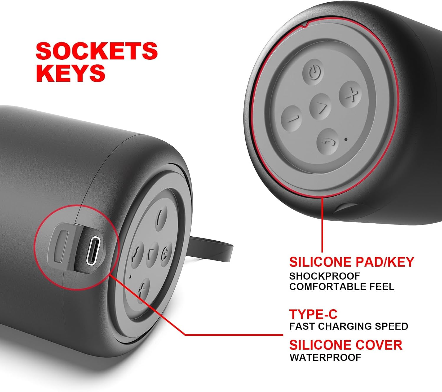 Mini Portable Bluetooth Speaker Waterproof IPX4 24H Stereo