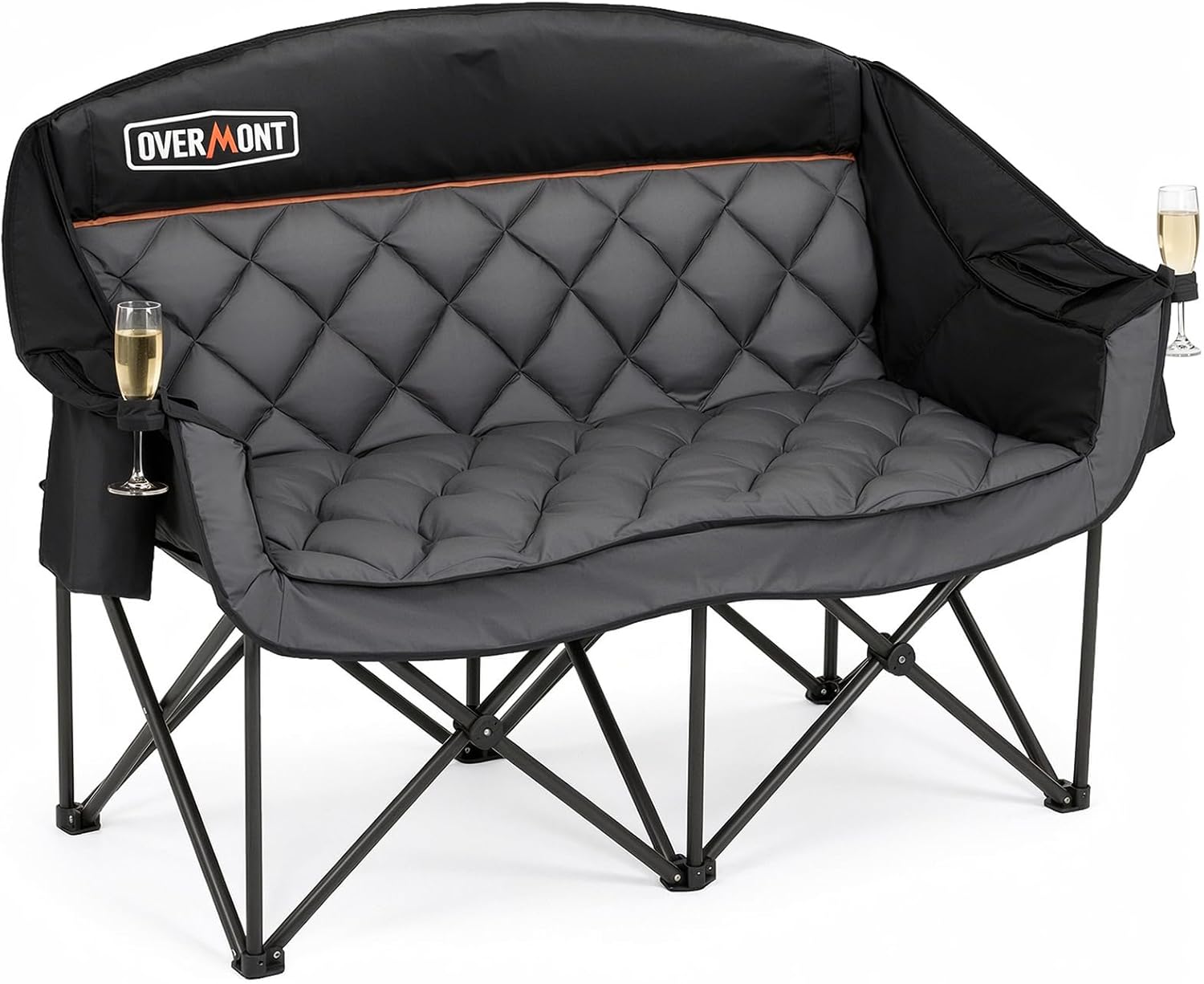 Oversized Double Camping Chair 2 Seater 382kg Black