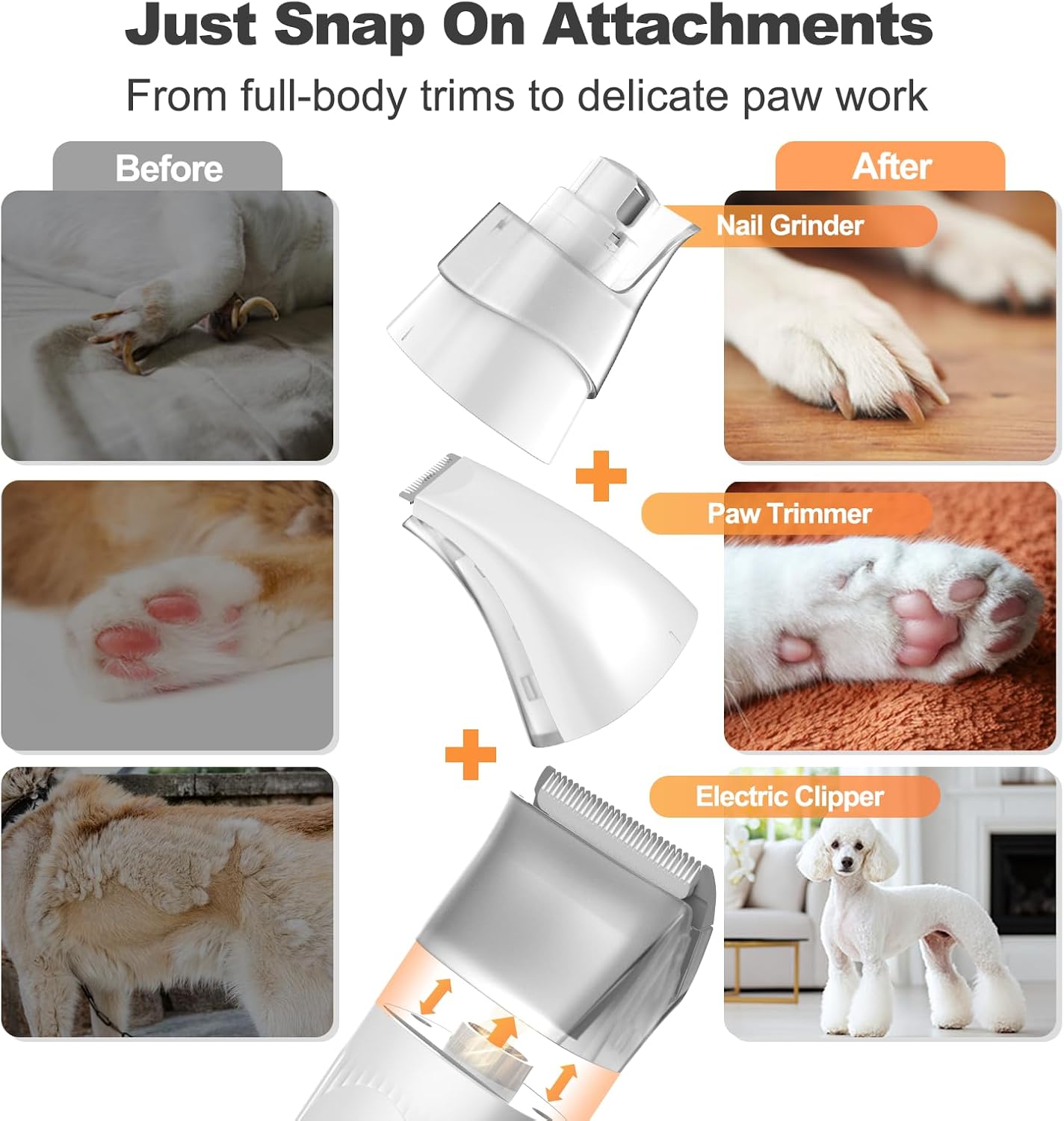 Dog Grooming Kit Vacuum Clippers 7 Tools Low Noise 1.5L Pet Hair Remover