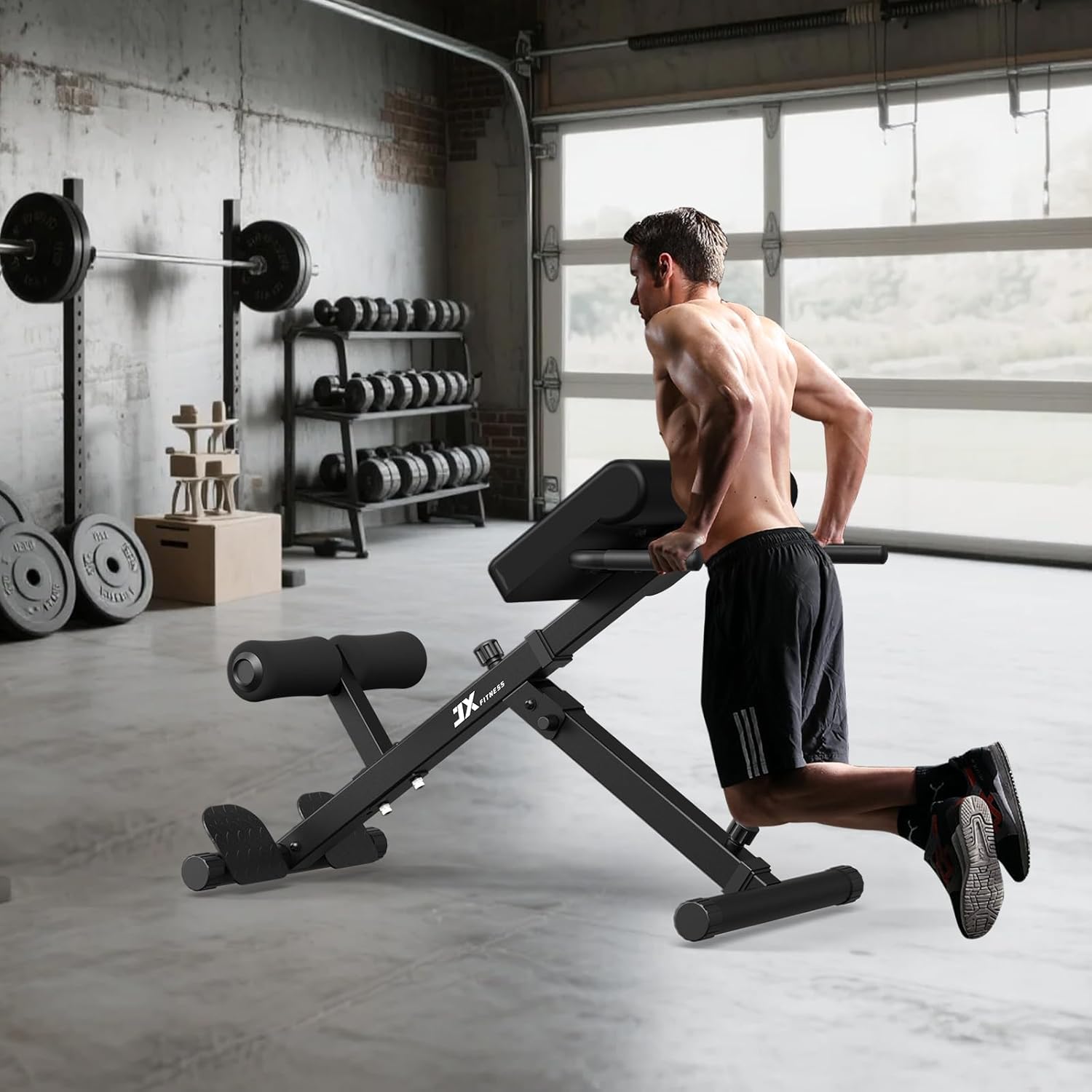 Foldable Roman Chair Hyperextension Bench Back Extension Glutes Core