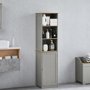 Grey Oak Tall Bathroom Cabinet Floor Standing Storage Unit