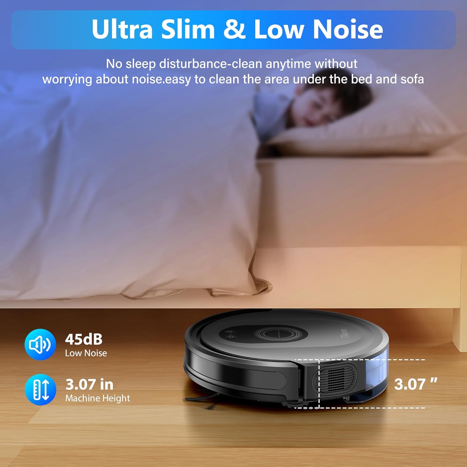 Robot Vacuum Mop 5000Pa Smart Slim Pet Hair Cleaner