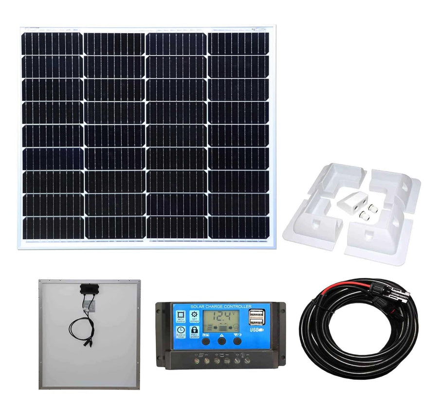 80W Mono Solar Panel Kit 10A Controller Caravan Boat Charger