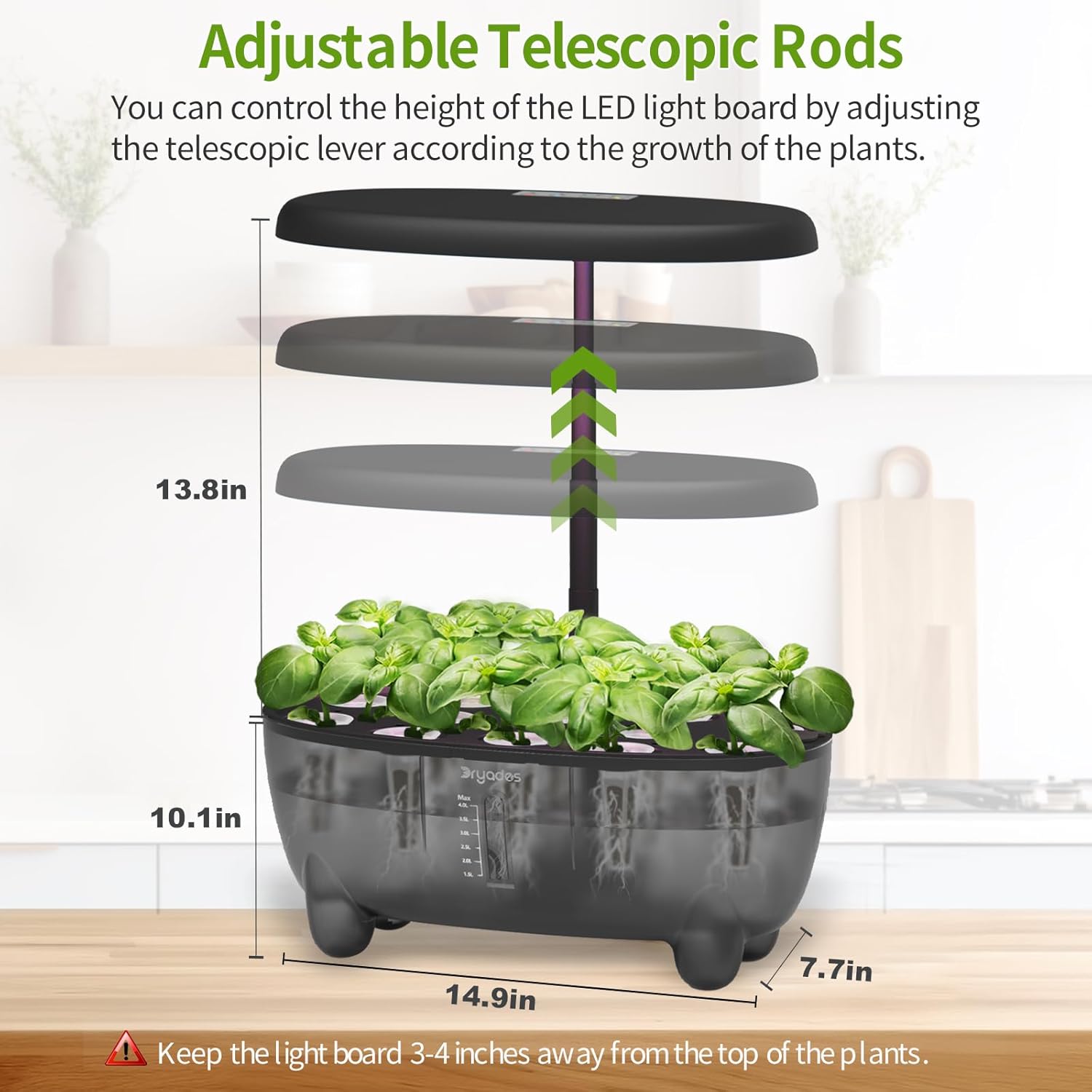 Hydroponic Growing System 12 Pods LED Indoor Herb Garden Black