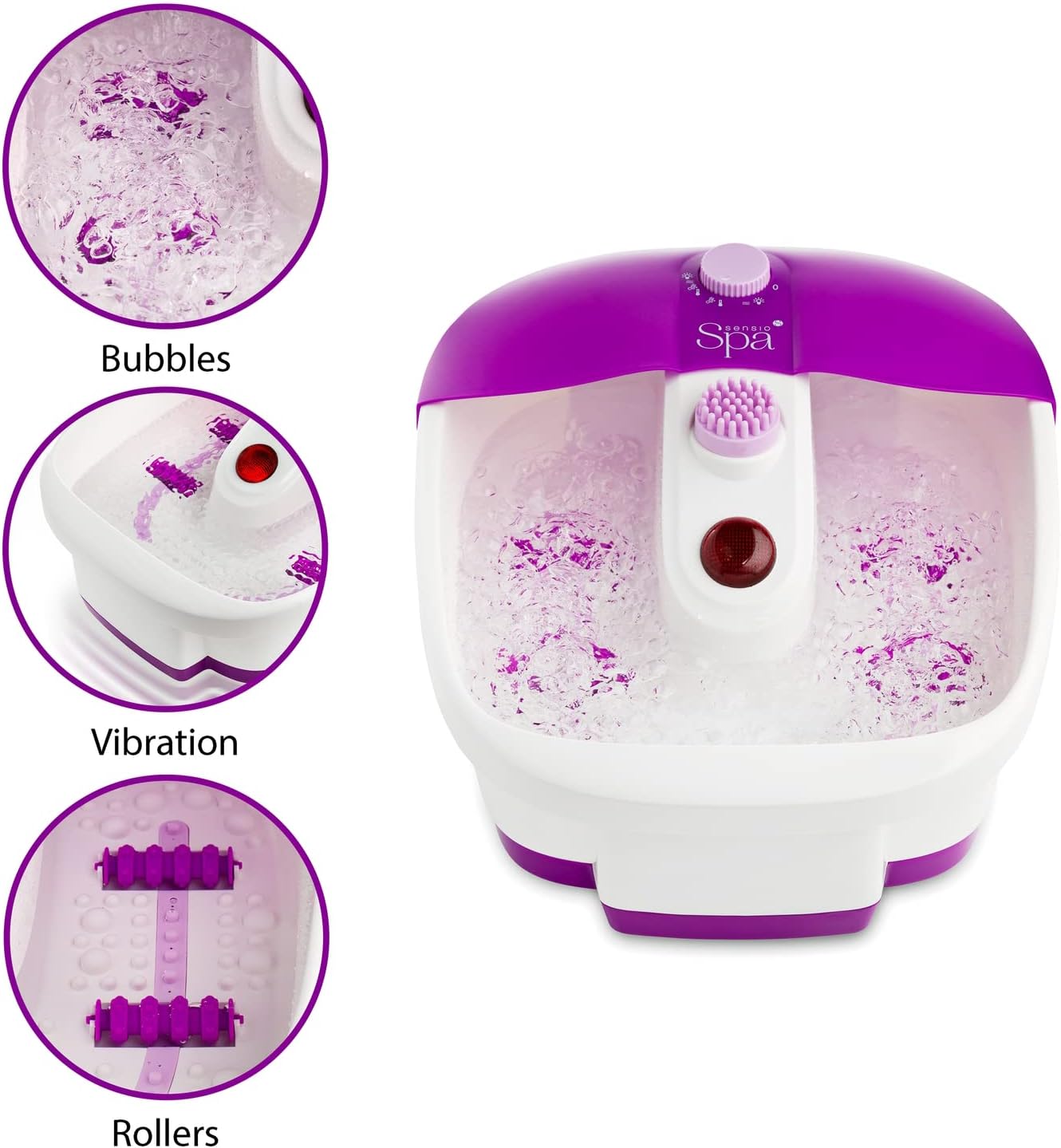 Heated Foot Spa Massager Bubble Bath Rollers Red Light Pedicure Set