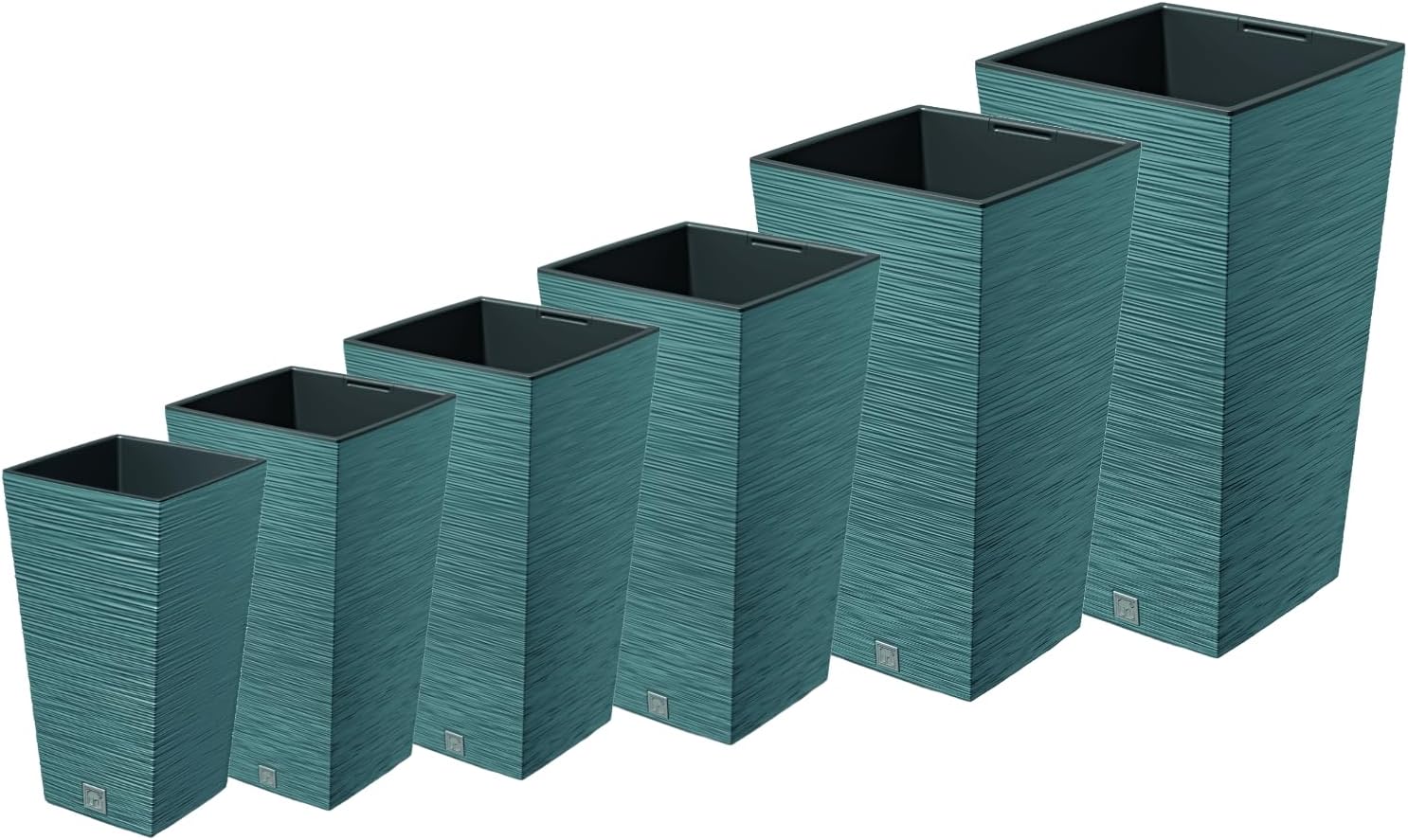 Set of 2 Tall Square Planters Blue Modern Indoor Outdoor Pots